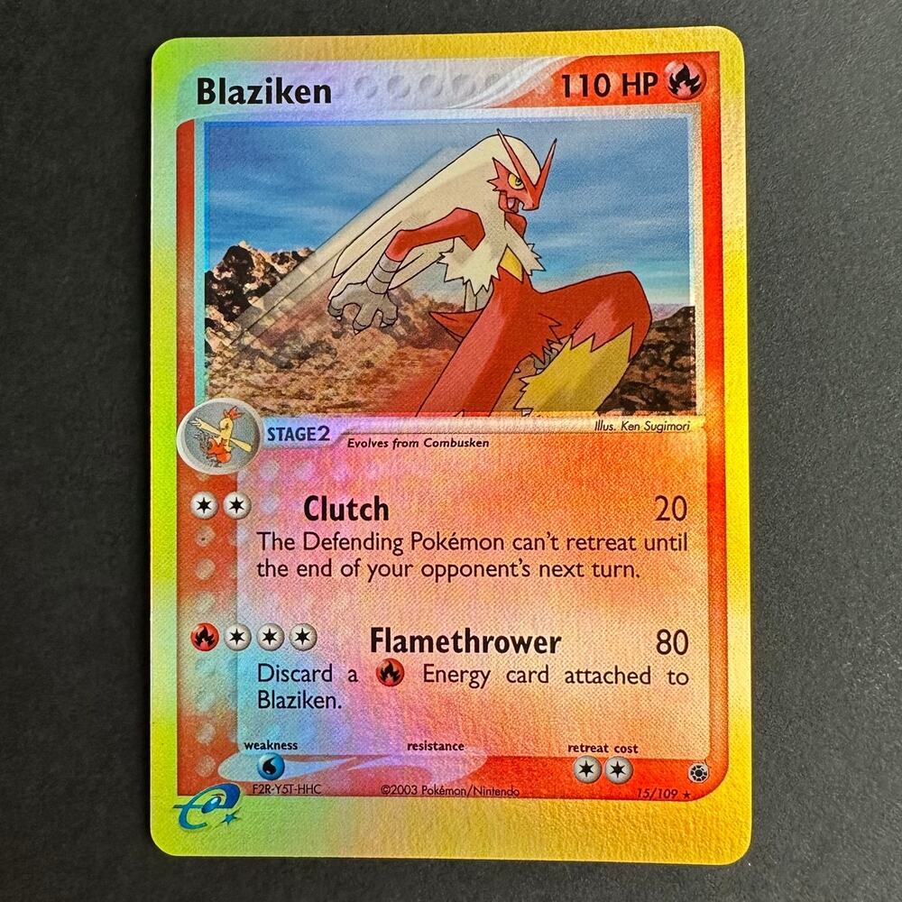 Pokemon TCG Blaziken 15/109 EX Ruby and Sapphire Rare Reverse Holo NM